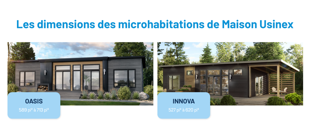 Infographie comparative des dimensions entre le modèle Oasis et Innova