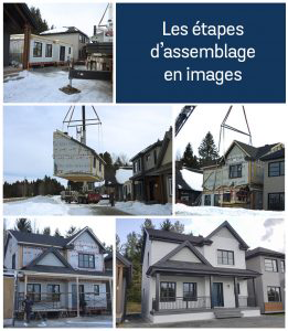 Étapes d'assemblage d'une maison usinée.